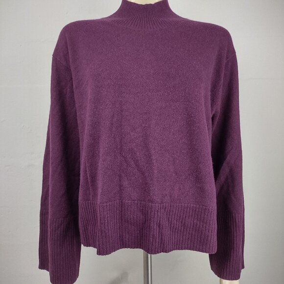 Banana Republic purple 100% Cashmere mock neck pullover sweater ladies Large - Picture 1 of 6